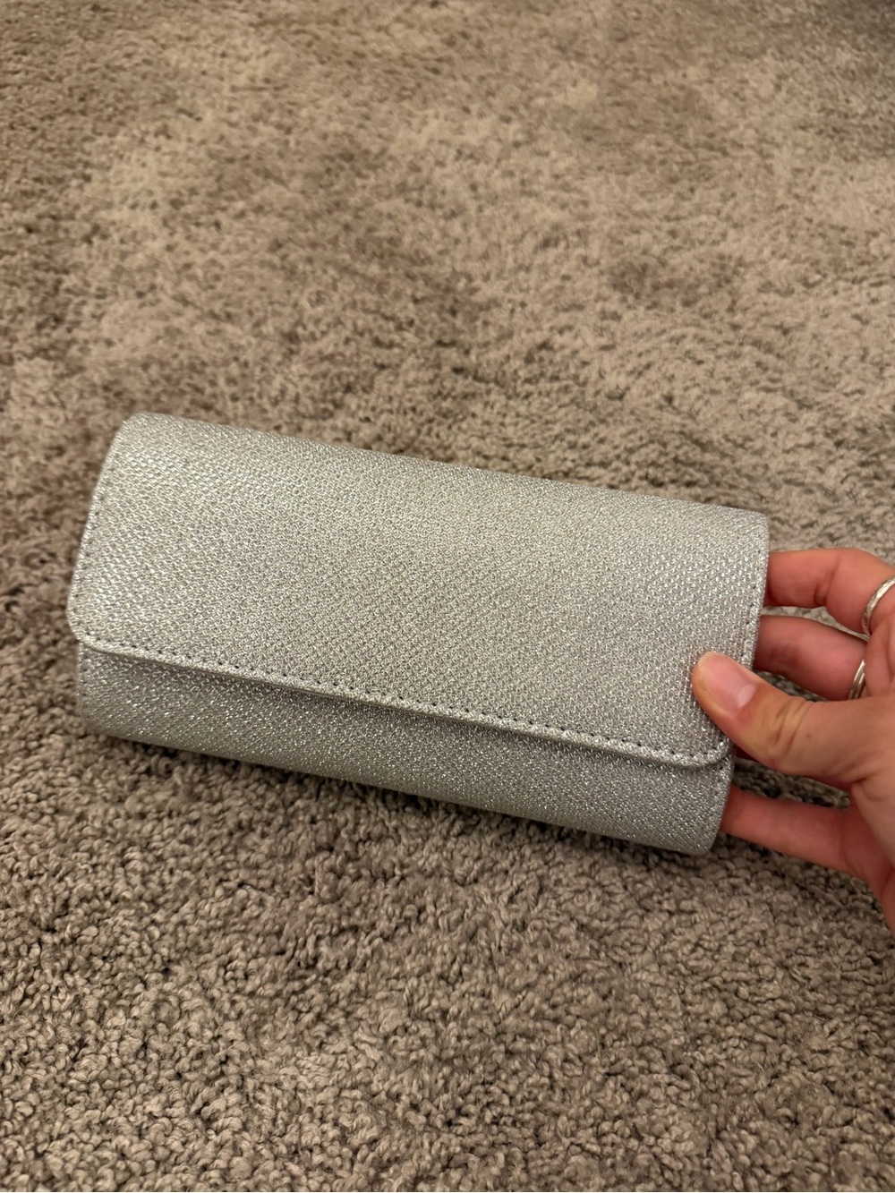 Sparkle Silver Evening Clutch - Women's Handbag